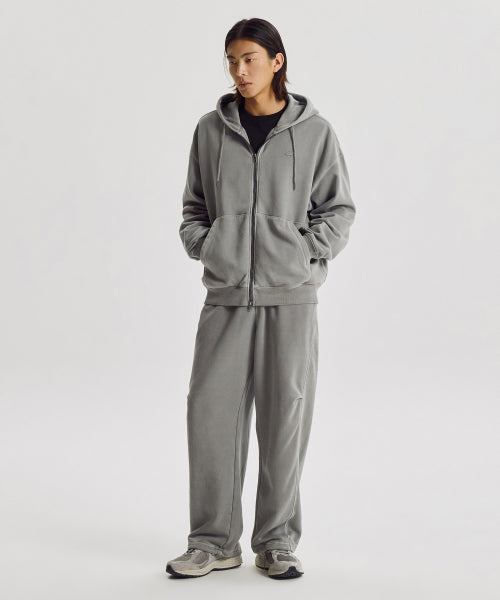 FLYING BRUSHED DYED HOOD ZIP UP - 3 COLORS D/GRAY