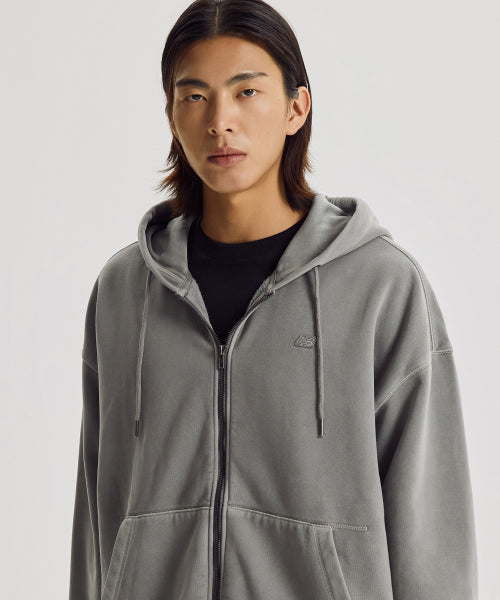 FLYING BRUSHED DYED HOOD ZIP UP - 3 COLORS D/GRAY