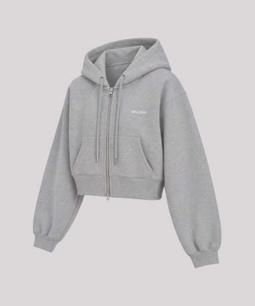 SYMBOL LOGO CROP ZIP-UP HOODIE - 2 COLORS BLACK