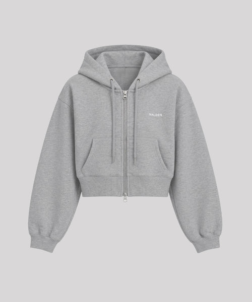 SYMBOL LOGO CROP ZIP-UP HOODIE - 2 COLORS BLACK