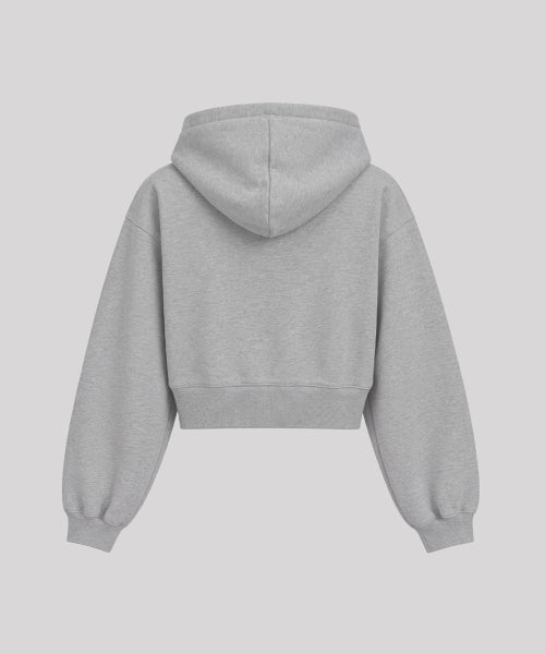 SYMBOL LOGO CROP ZIP-UP HOODIE - 2 COLORS BLACK