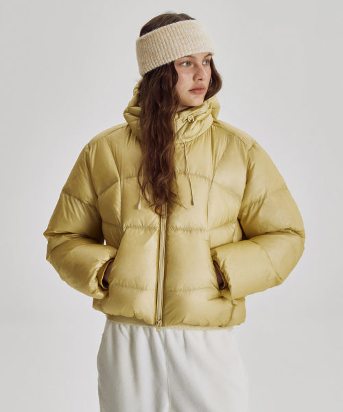 WOMEN FLYING 77 HOODED HEAVY DOWN - 4 COLORS B/YELLOW