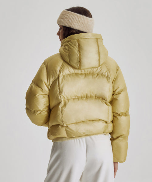 WOMEN FLYING 77 HOODED HEAVY DOWN - 4 COLORS B/YELLOW