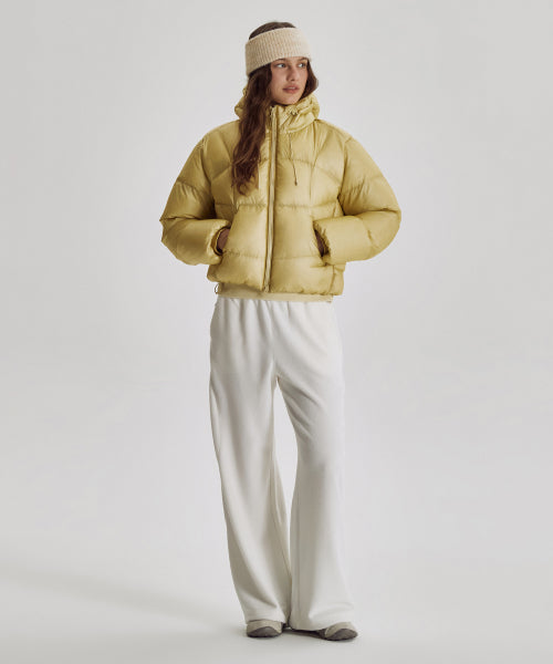 WOMEN FLYING 77 HOODED HEAVY DOWN - 4 COLORS B/YELLOW