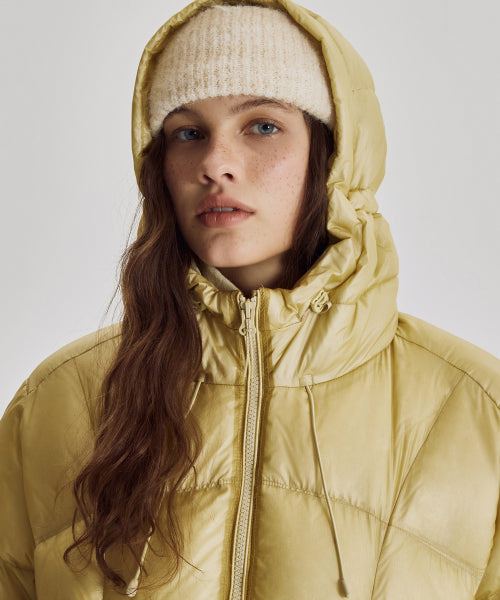 WOMEN FLYING 77 HOODED HEAVY DOWN - 4 COLORS B/YELLOW