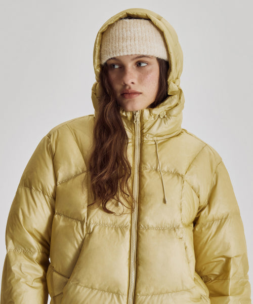 WOMEN FLYING 77 HOODED HEAVY DOWN - 4 COLORS B/YELLOW
