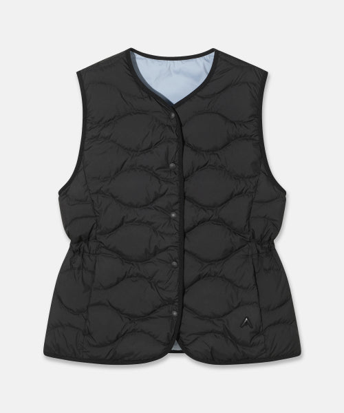 WOMENS HIT PUFF REVERSIBLE DOWN VEST - 2 COLORS BLACK
