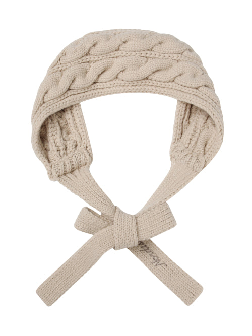 AUTUMN BREEZE CABLE KNIT EARMUFFS - 2 COLORS LIGHT BEIGE