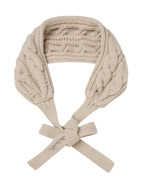 AUTUMN BREEZE CABLE KNIT EARMUFFS - 2 COLORS LIGHT BEIGE