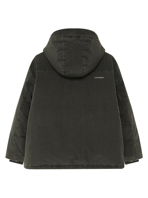 HATI WASHED CRYSTAL DOWN HOODED JUMPER - 2 COLORS CHARCOAL