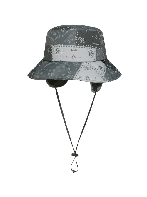 HYGGE HIKE CRYSTAL DOWN EARFLAP BUCKET HAT DANISH PATTERN GREY