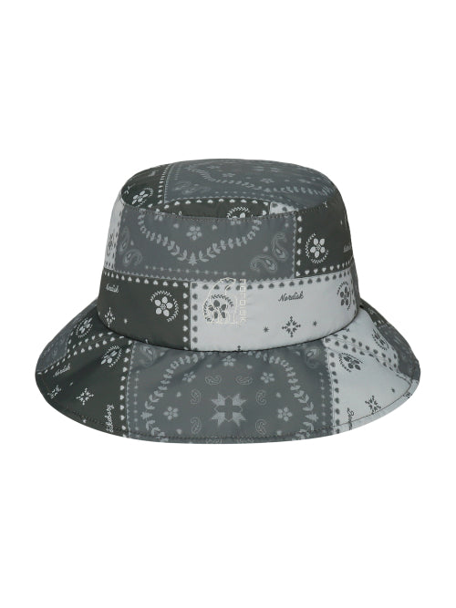 HYGGE HIKE CRYSTAL DOWN EARFLAP BUCKET HAT DANISH PATTERN GREY