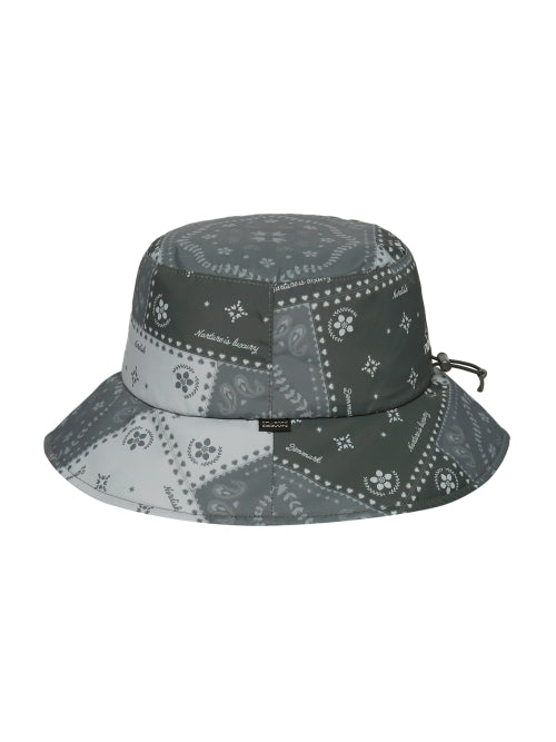 HYGGE HIKE CRYSTAL DOWN EARFLAP BUCKET HAT DANISH PATTERN GREY