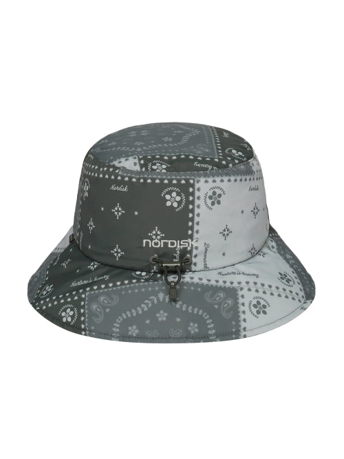 HYGGE HIKE CRYSTAL DOWN EARFLAP BUCKET HAT DANISH PATTERN GREY