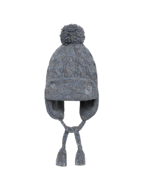 AUTUMN BREEZE POM POM EARFLAP BEANIE - 2 COLORS SKY BLUE