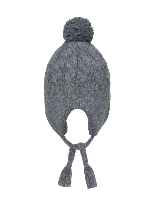AUTUMN BREEZE POM POM EARFLAP BEANIE - 2 COLORS SKY BLUE