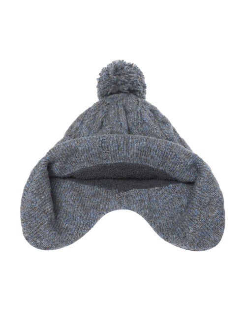 AUTUMN BREEZE POM POM EARFLAP BEANIE - 2 COLORS SKY BLUE
