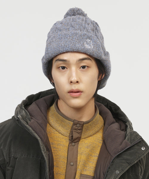 AUTUMN BREEZE POM POM EARFLAP BEANIE - 2 COLORS SKY BLUE