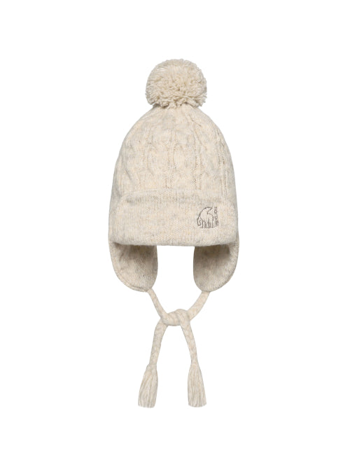 AUTUMN BREEZE POM POM EARFLAP BEANIE - 2 COLORS OFF WHITE