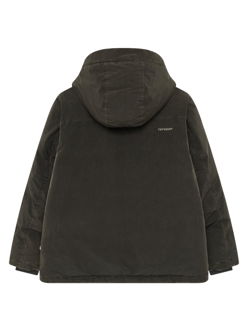 HATI WASHED CRYSTAL DOWN HOODED JUMPER - 2 COLORS DARK BROWN