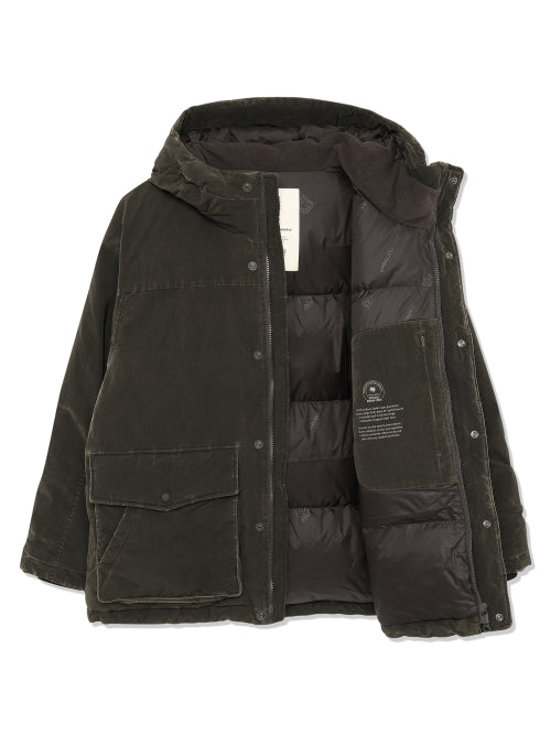 HATI WASHED CRYSTAL DOWN HOODED JUMPER - 2 COLORS DARK BROWN