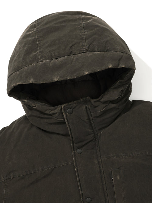 HATI WASHED CRYSTAL DOWN HOODED JUMPER - 2 COLORS DARK BROWN