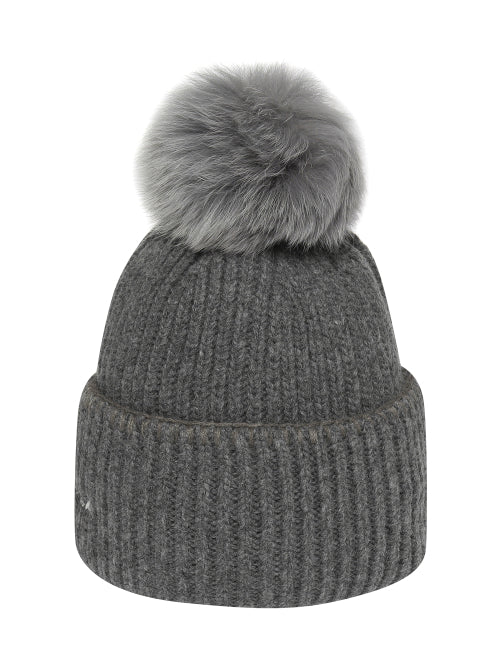 AUTUMN BREEZE POM POM BEANIE CHARCOAL