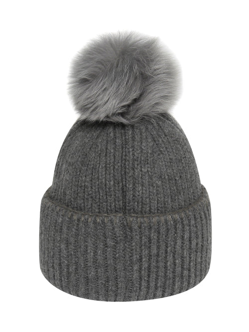 AUTUMN BREEZE POM POM BEANIE CHARCOAL