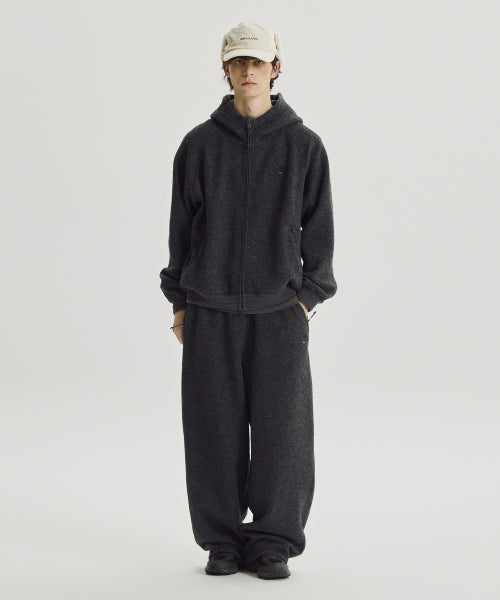 FLYING WOOL FLEECE 2WAY WIDE PANTS - 2 COLORS CHARCOAL