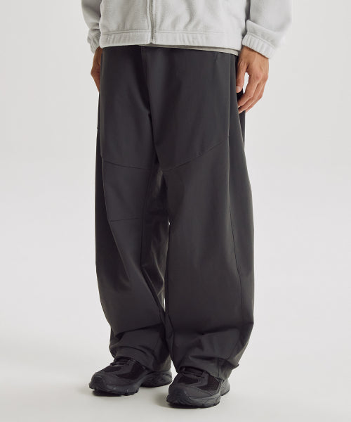 FLYING SIDE TUCK WOVEN WIDE PANTS - 2 COLORS CHARCOAL
