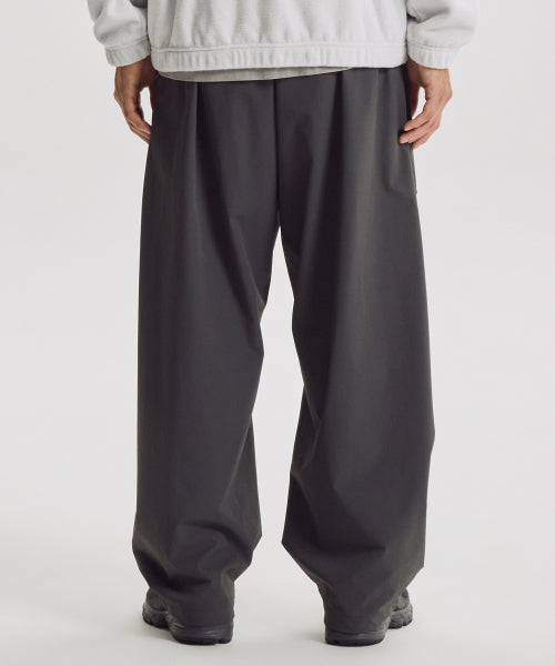 FLYING SIDE TUCK WOVEN WIDE PANTS - 2 COLORS CHARCOAL