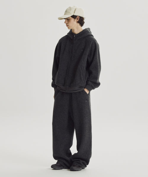 FLYING WOOL FLEECE HOOD ZIP UP - 2 COLORS CHARCOAL