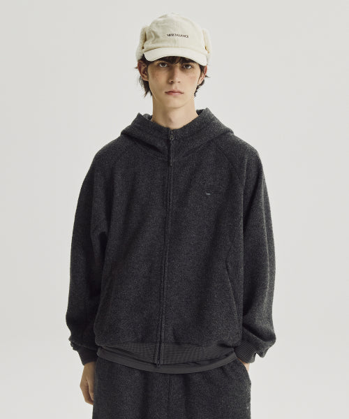 FLYING WOOL FLEECE HOOD ZIP UP - 2 COLORS M/GRAY