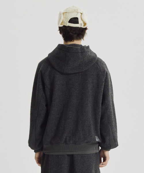 FLYING WOOL FLEECE HOOD ZIP UP - 2 COLORS M/GRAY