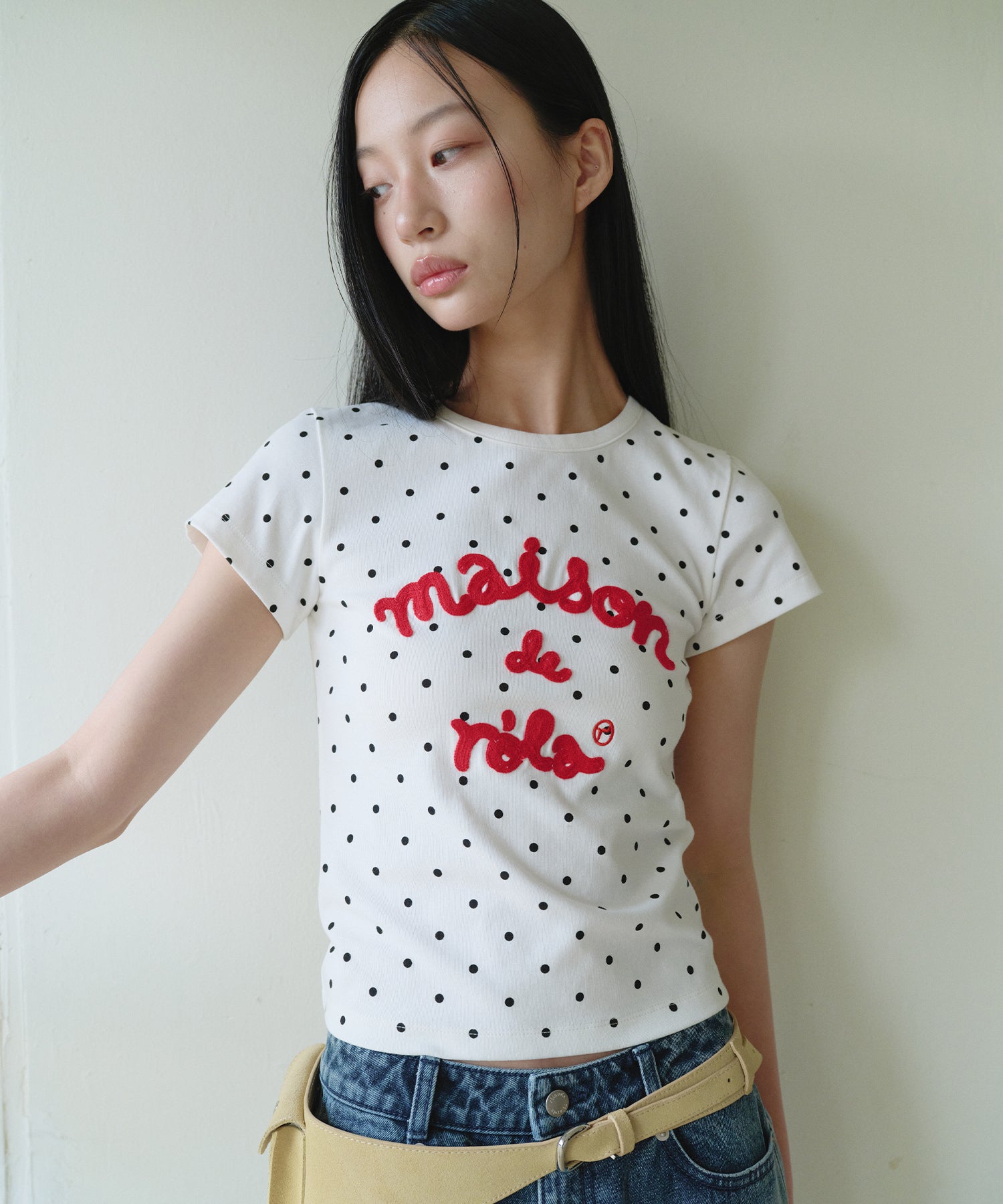 ROLAROLA MAISON DE ROLA EMBROIDERY DOT T-SHIRT - WHITE