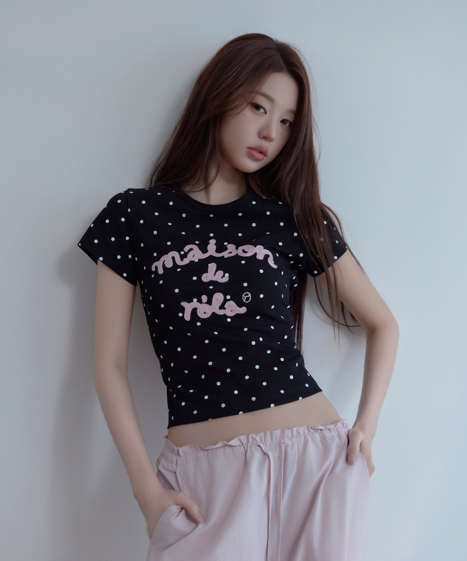 ROLAROLA MAISON DE ROLA EMBROIDERY DOT T-SHIRT - BLACK