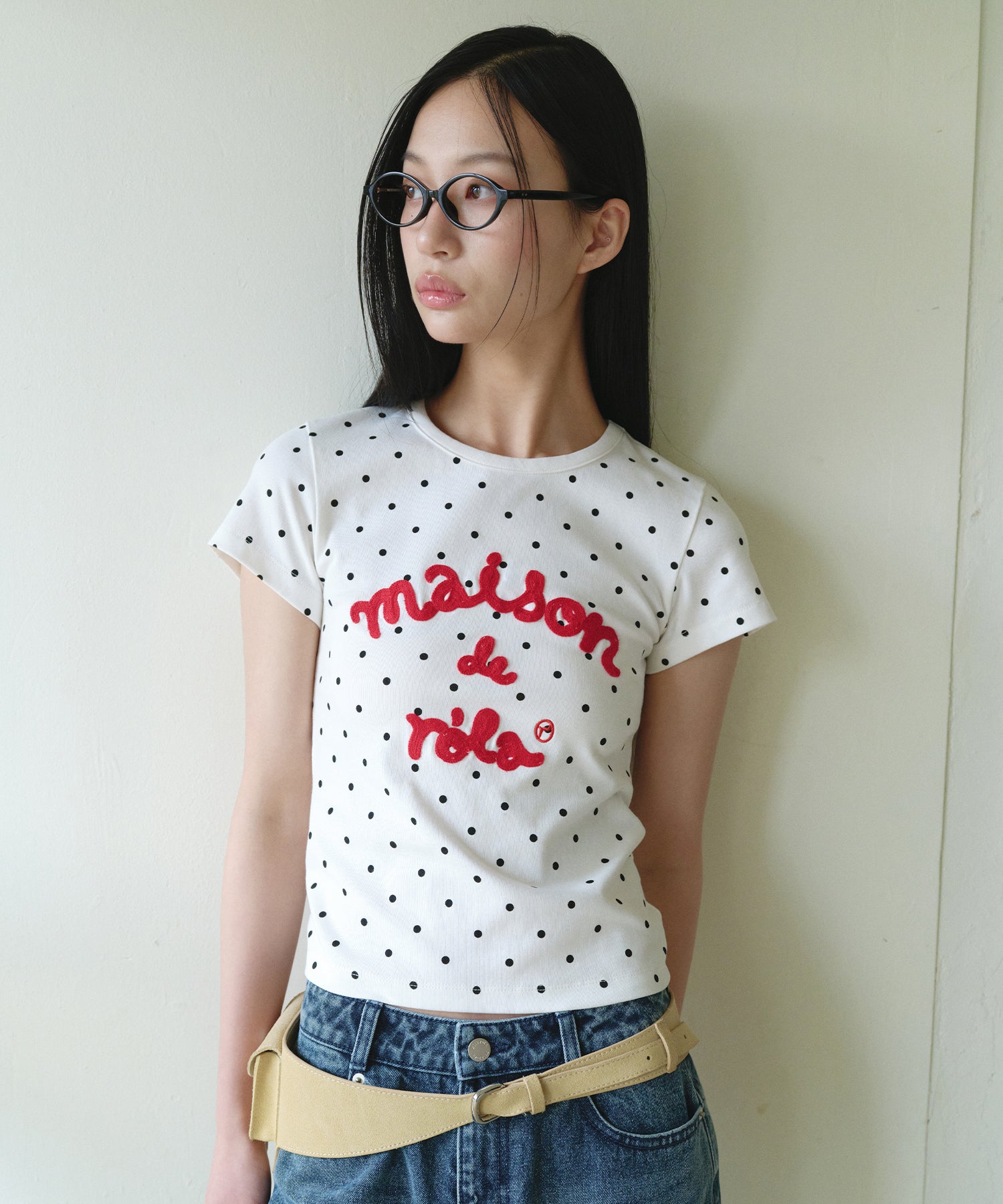 ROLAROLA MAISON DE ROLA EMBROIDERY DOT T-SHIRT - WHITE