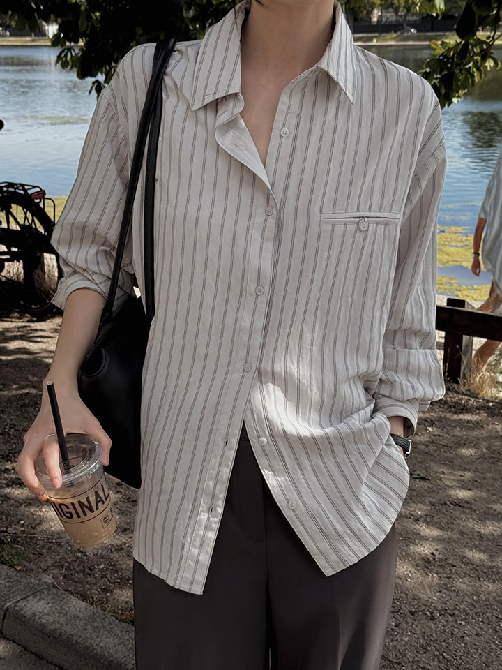 MOMA MINIMAL STRIPE POCKET SHIRT - 2 COLORS