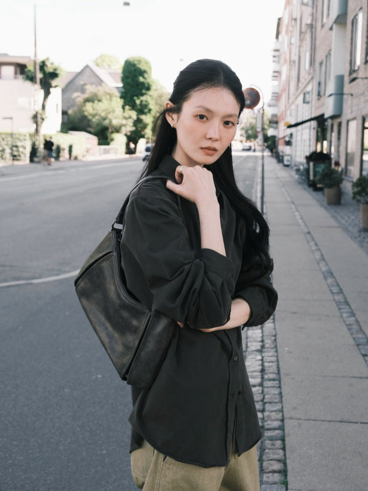 LENTO CUT-OUT LEATHER HOBO BAG - 2 COLORS