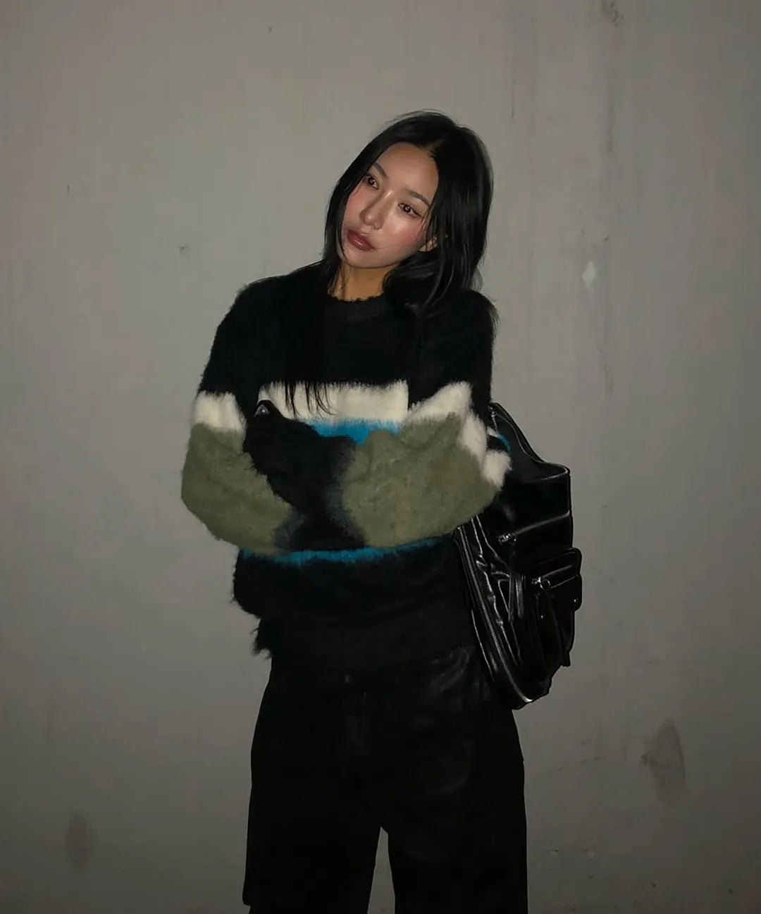 Double Pocket Shoulder Bag, BLACK