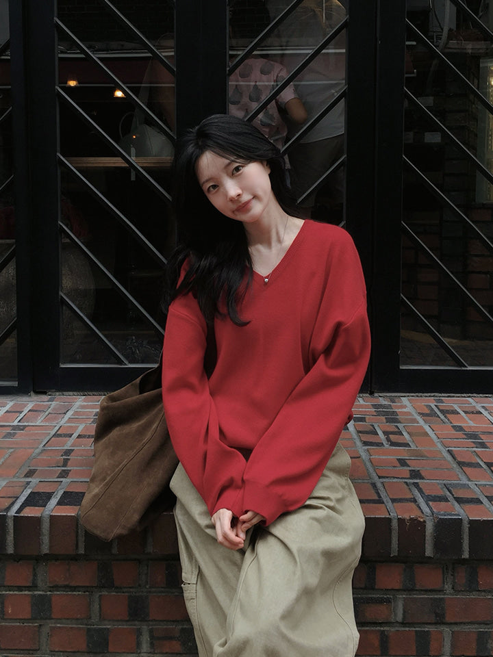 SEED FIRM-SOFT KNIT V-NECK