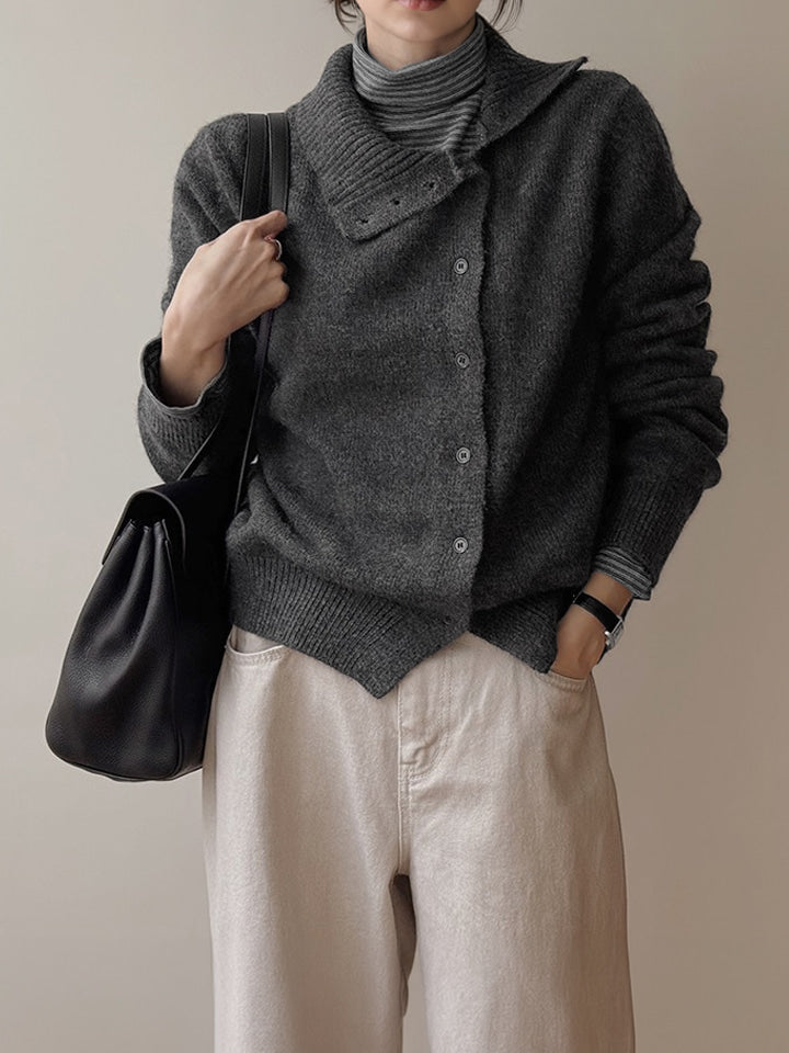 MONOCLE SIDE-BUTTON KNIT CARDIGAN - 3 COLORS