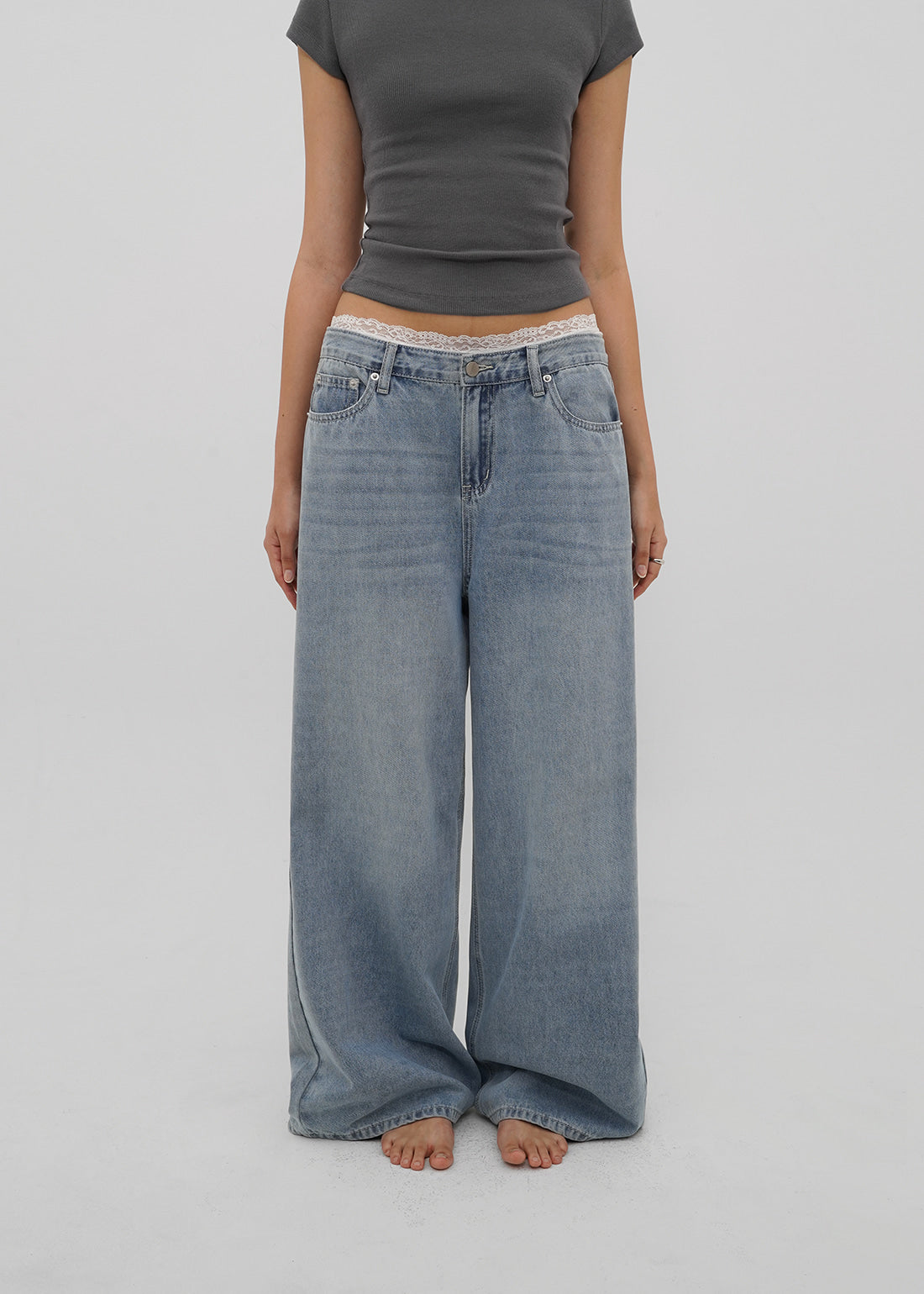 LIGHT WASHING WIDE JEANS 2