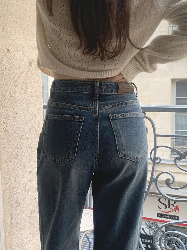 TODAY WIDE DARK-BLUE DENIM PANTS