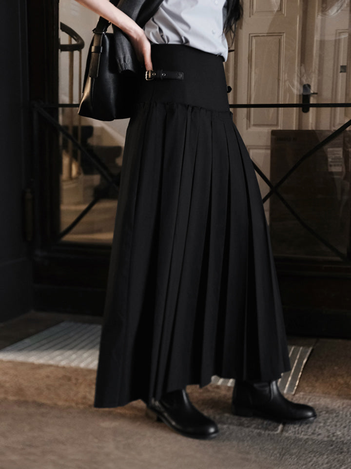 PREMIUM BELTED PLEATS SKIRT - 2 COLORS