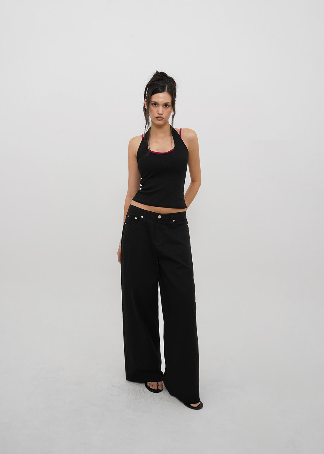 LOW WIDE COTTON PANTS - 2 COLORS 1