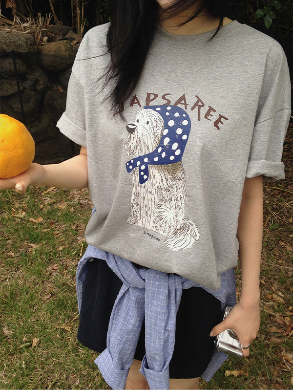 PUPPY PRINT SHORT SLEEVE TEE - 2 COLORS