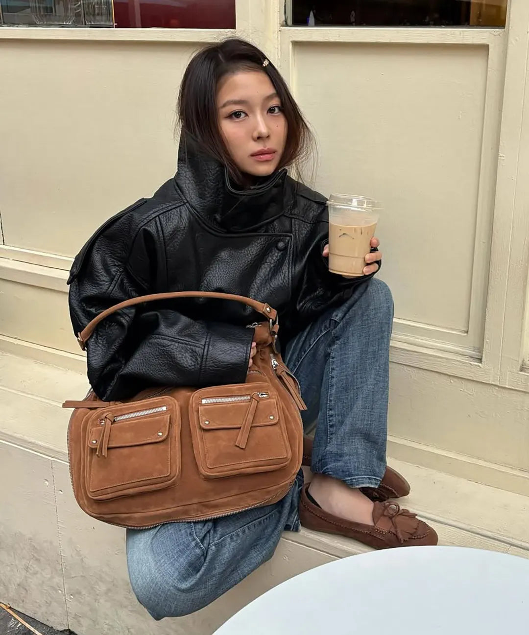 Double Pocket Shoulder Bag, CAMEL #TAEYEON同款!