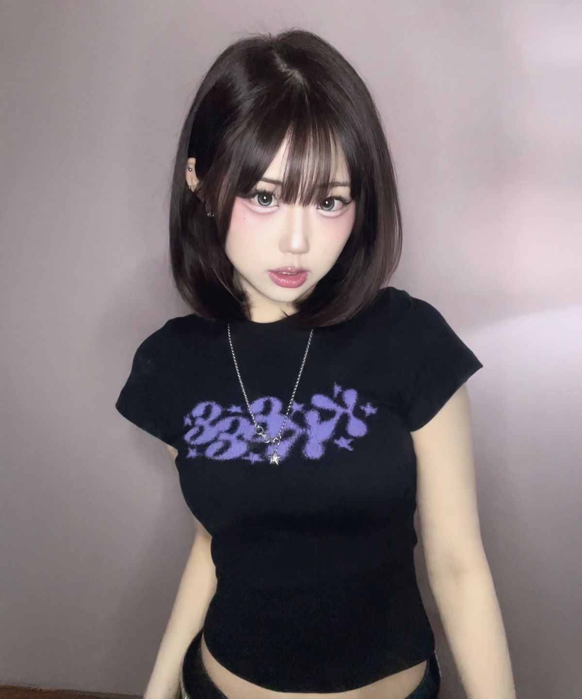 SPRAY TWINKLE SLIM SHORT-SLEEVE T-SHIRT