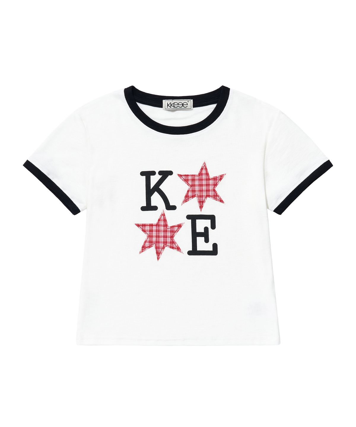 KE TWO STAR PATCH RINGER SHORT-SLEEVE T-SHIRT